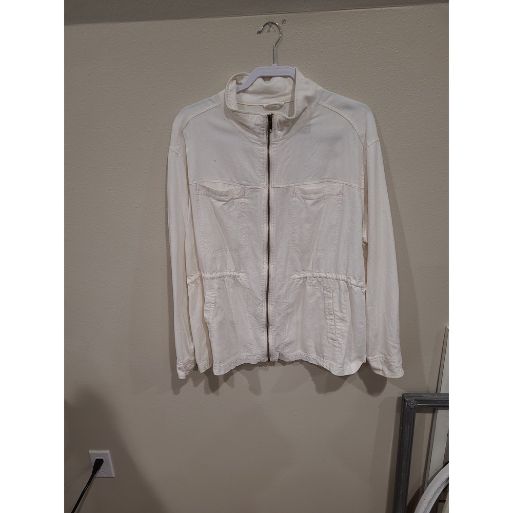 Old Navy Linen Blend Ivory Women SZ XXL lightweight jacket coastal Beachy casual